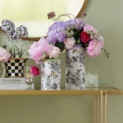 MacKenzie-Childs Butterfly Toile Short Vase| Spring|Room Accents