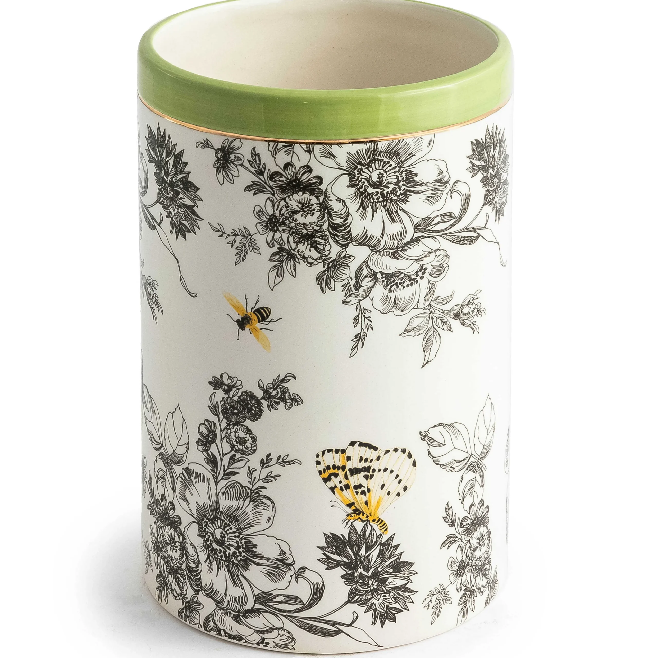 MacKenzie-Childs Butterfly Toile Short Vase| Spring|Room Accents