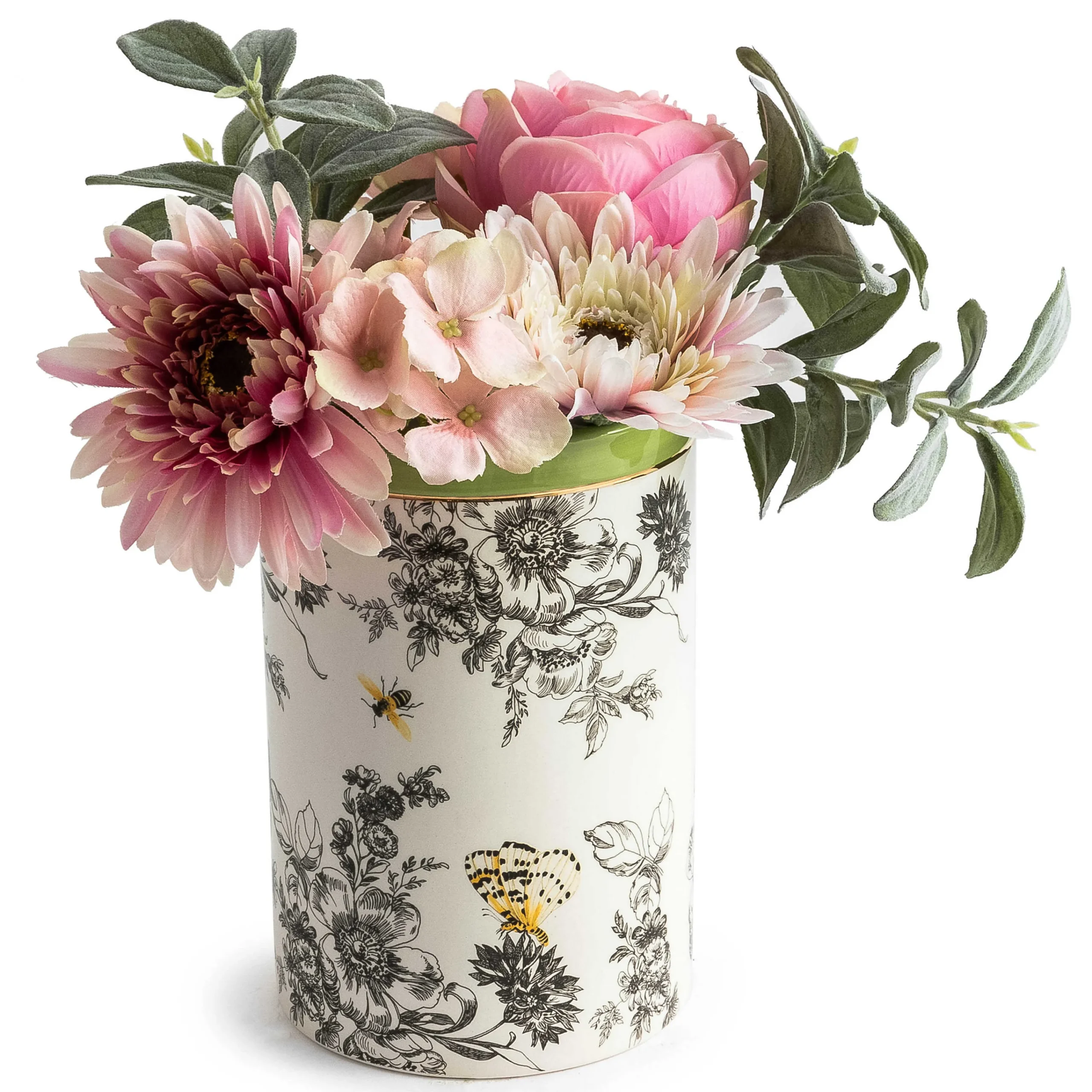 MacKenzie-Childs Butterfly Toile Short Vase| Spring|Room Accents
