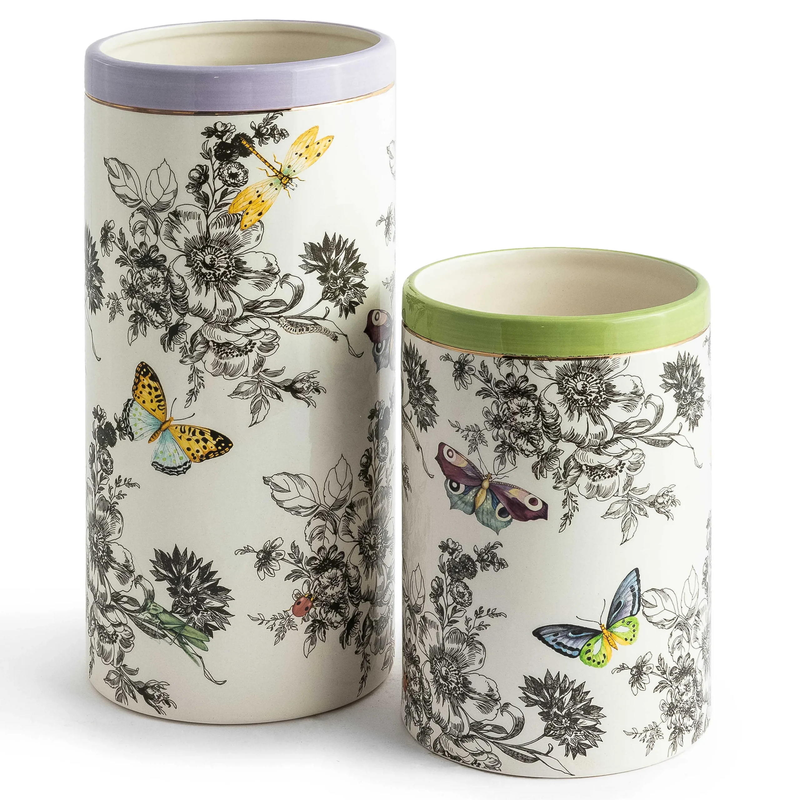 MacKenzie-Childs Butterfly Toile Short Vase| Spring|Room Accents