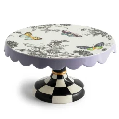 MacKenzie-Childs Butterfly Toile Small Pedestal Platter| Spring|Serveware