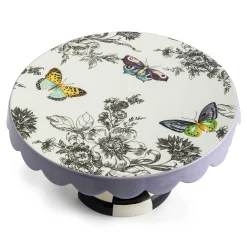 MacKenzie-Childs Butterfly Toile Small Pedestal Platter| Spring|Serveware