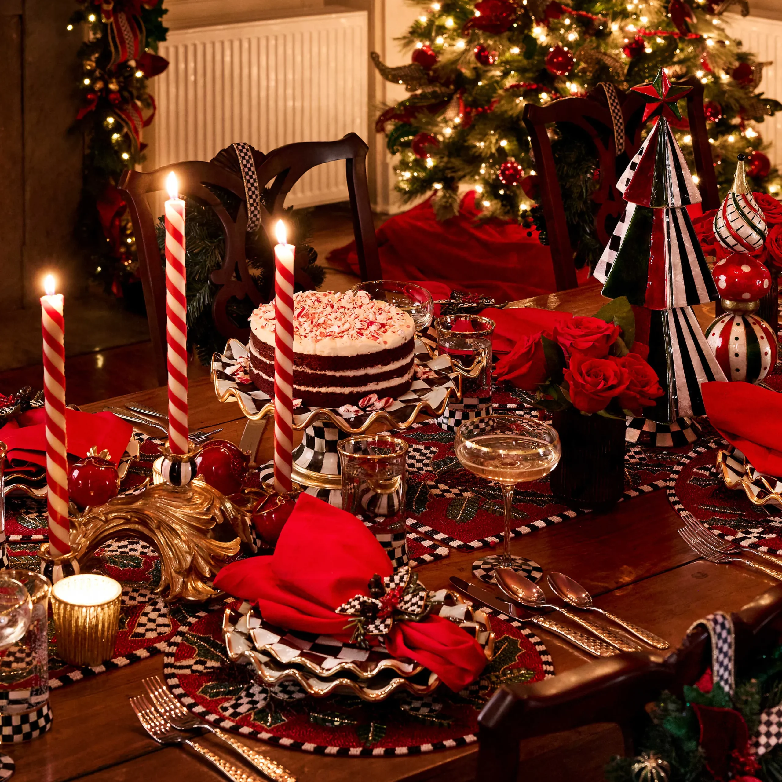 MacKenzie-Childs Candy Cane Dinner Candles, Set of 2| Holiday|Candles & Fragrances