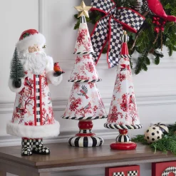 MacKenzie-Childs Cardinal Toile Santa with Cardinal| Holiday|Room Accents