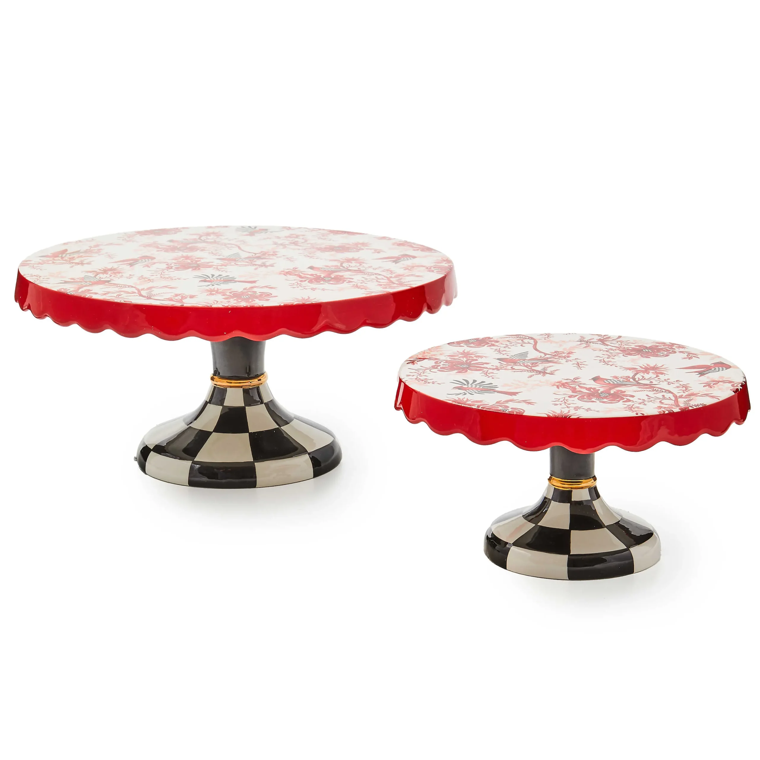 MacKenzie-Childs Cardinal Toile Small Pedestal Platter| Serveware