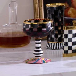 MacKenzie-Childs Carnival Black Coupe Glass| Fall Entertaining|Drinkware