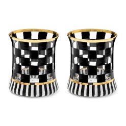 MacKenzie-Childs Carnival Black Tumbler Glass, Set of 2| Fall Entertaining|Drinkware