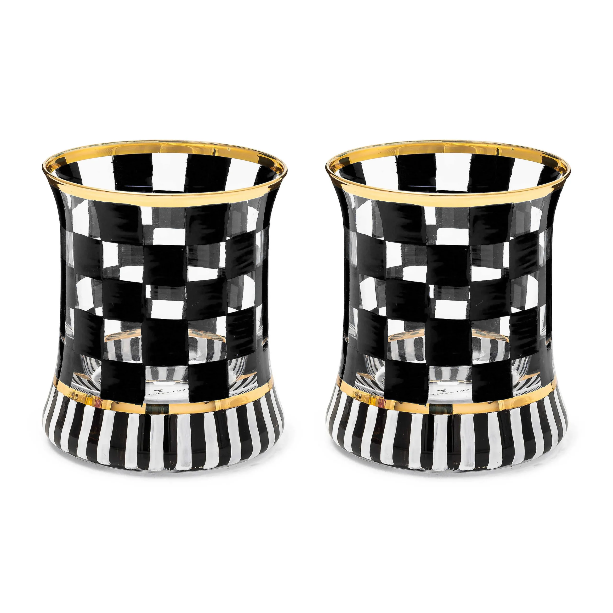 MacKenzie-Childs Carnival Black Tumbler Glass, Set of 2| Fall Entertaining|Drinkware