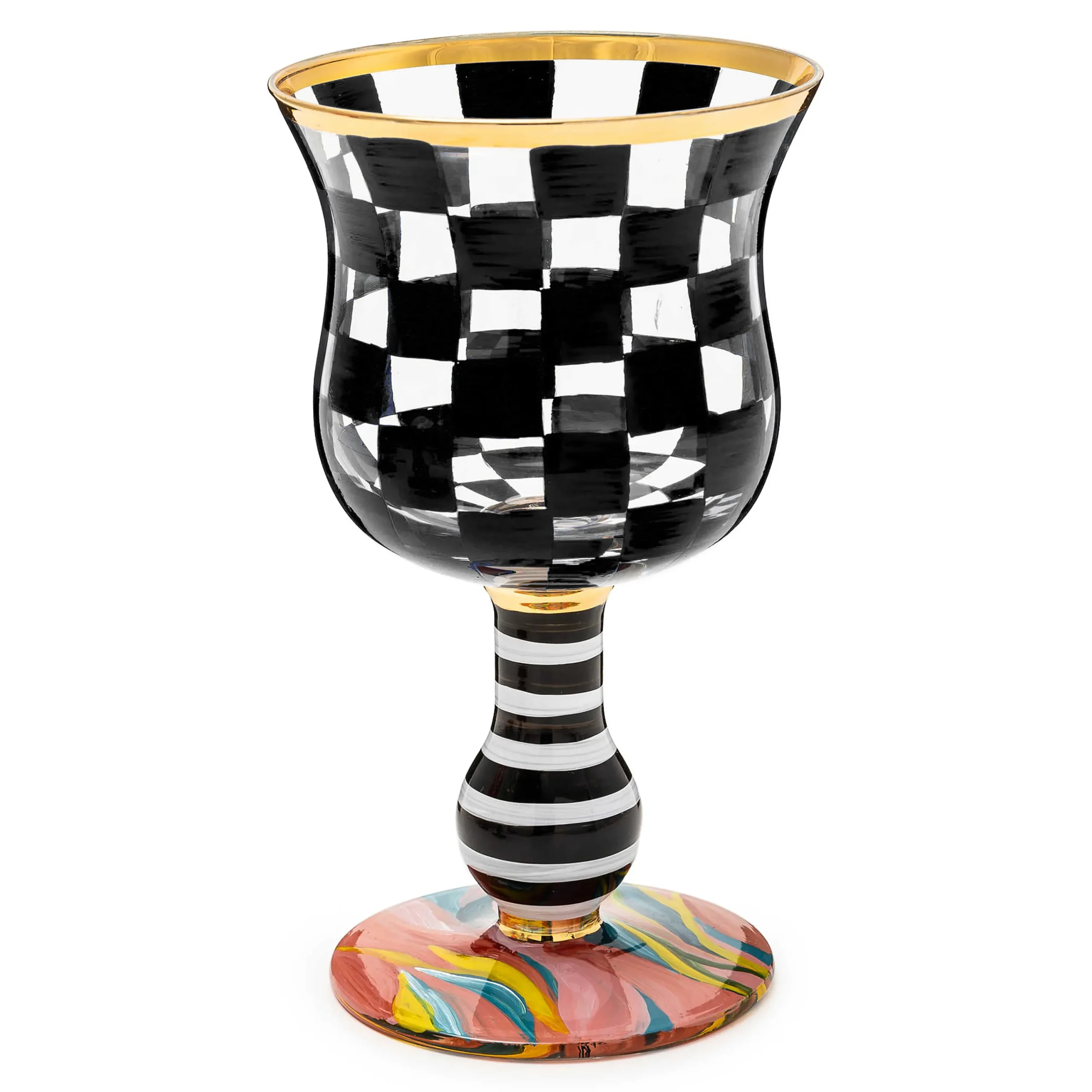 MacKenzie-Childs Carnival Black Wine Glass| Fall Entertaining|Drinkware