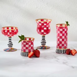 MacKenzie-Childs Carnival Fuchsia Wine Glass| Spring|Drinkware