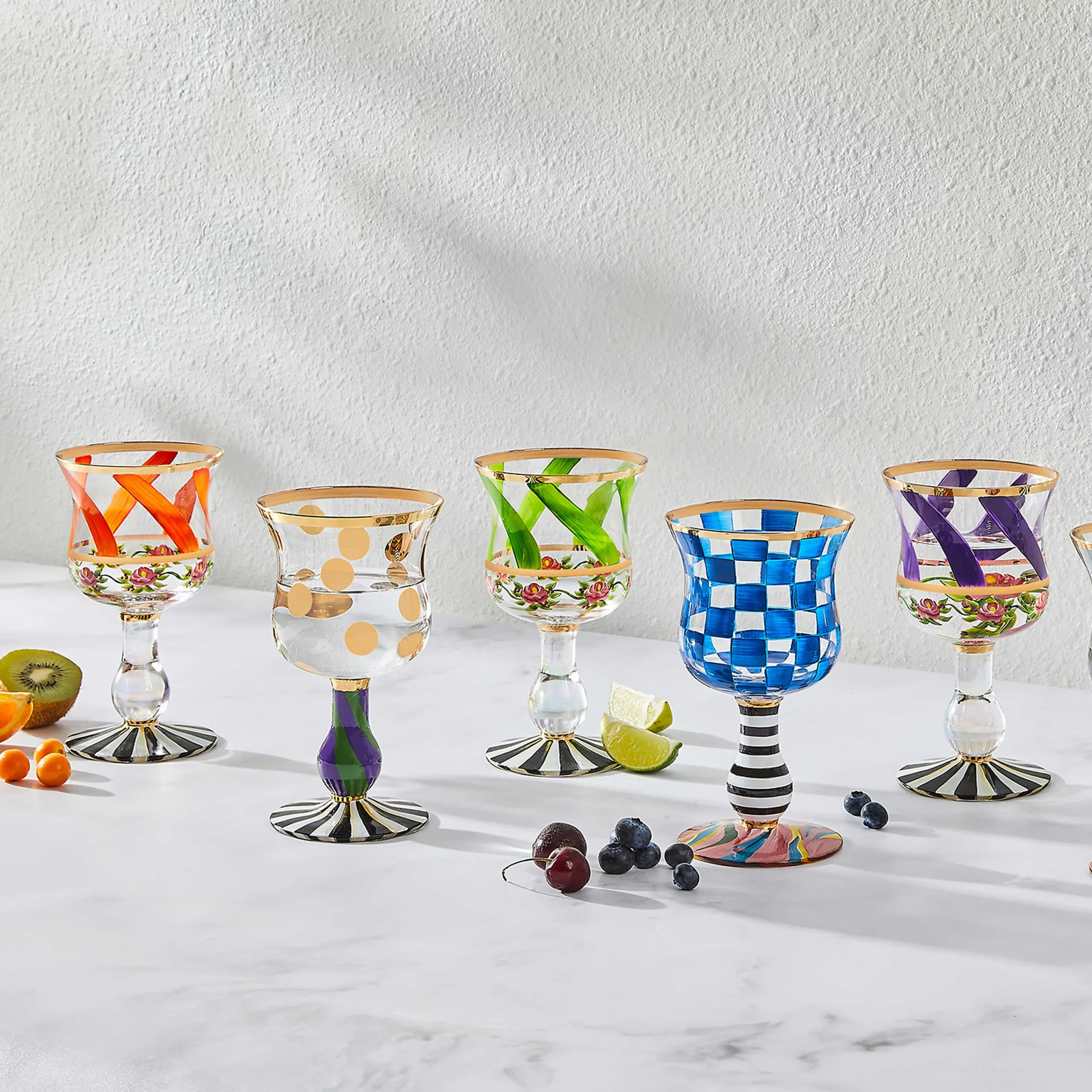 MacKenzie-Childs Carnival Royal Wine Glass| Holiday|Drinkware