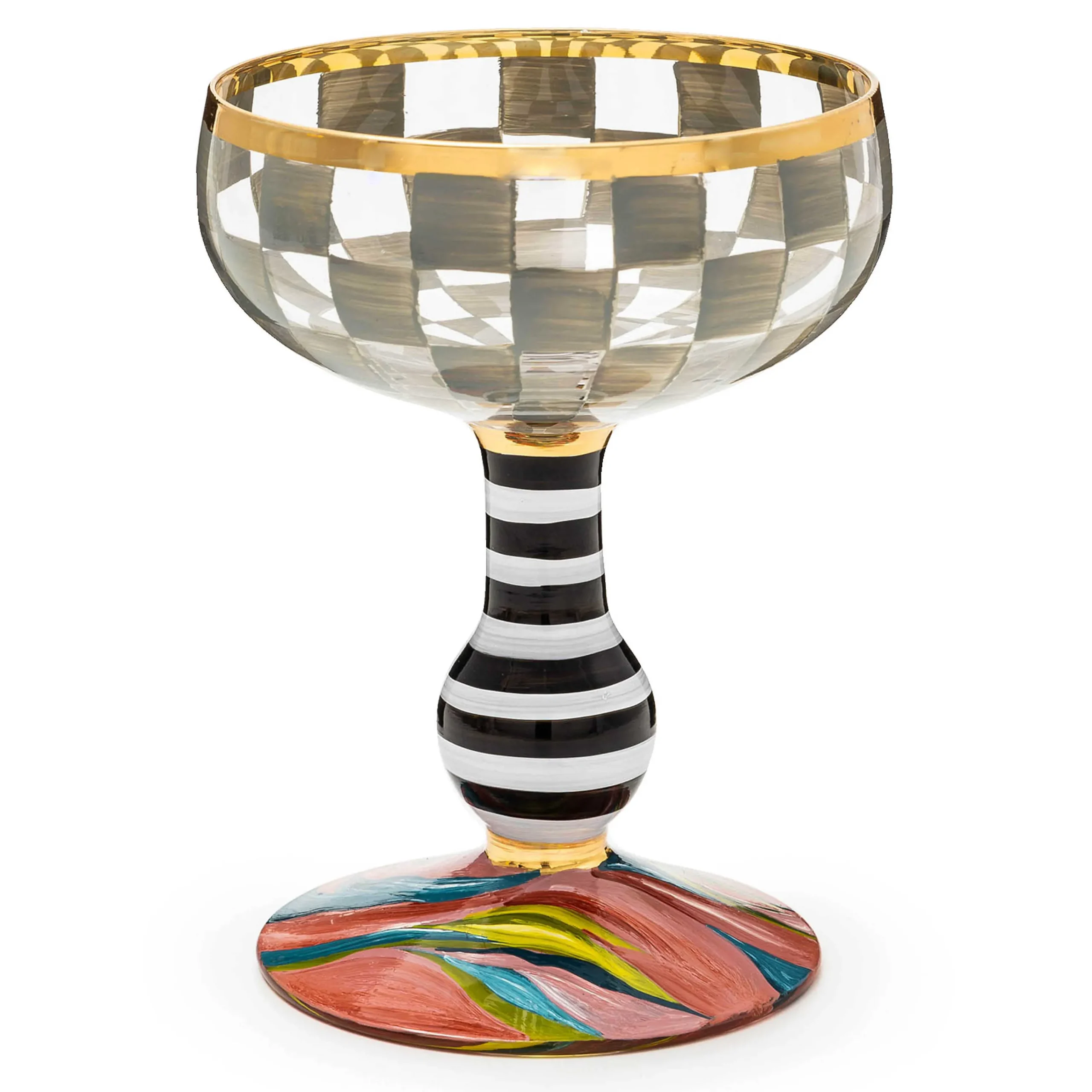 MacKenzie-Childs Carnival Sterling Coupe Glass| Drinkware|Bar Entertaining