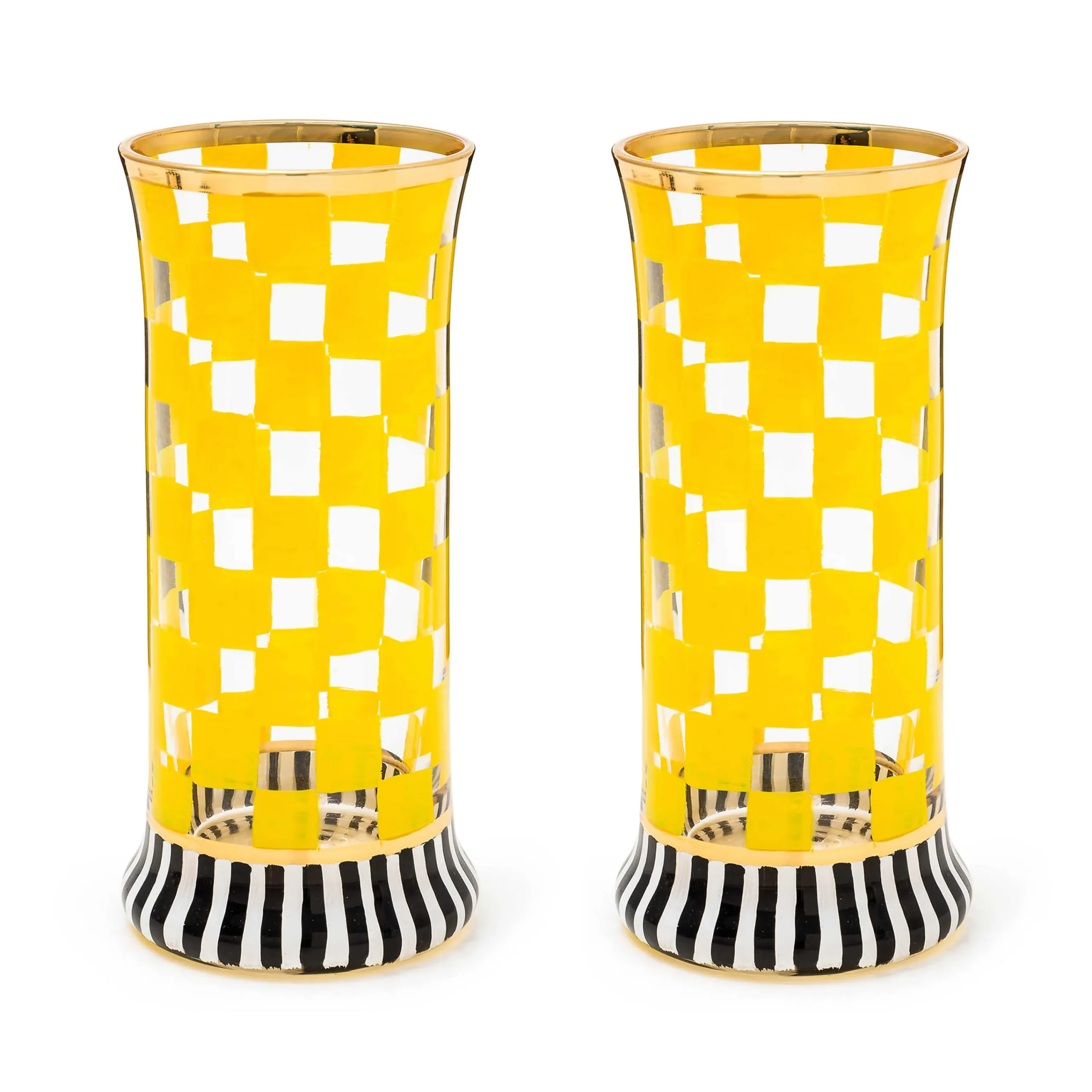 MacKenzie-Childs Carnival Yellow Highball Glass, Set of 2| Easter|Spring