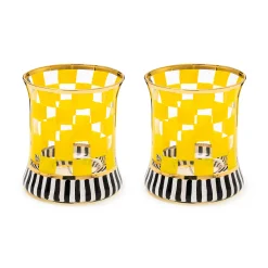 MacKenzie-Childs Carnival Yellow Tumbler Glass, Set of 2| Easter|Spring