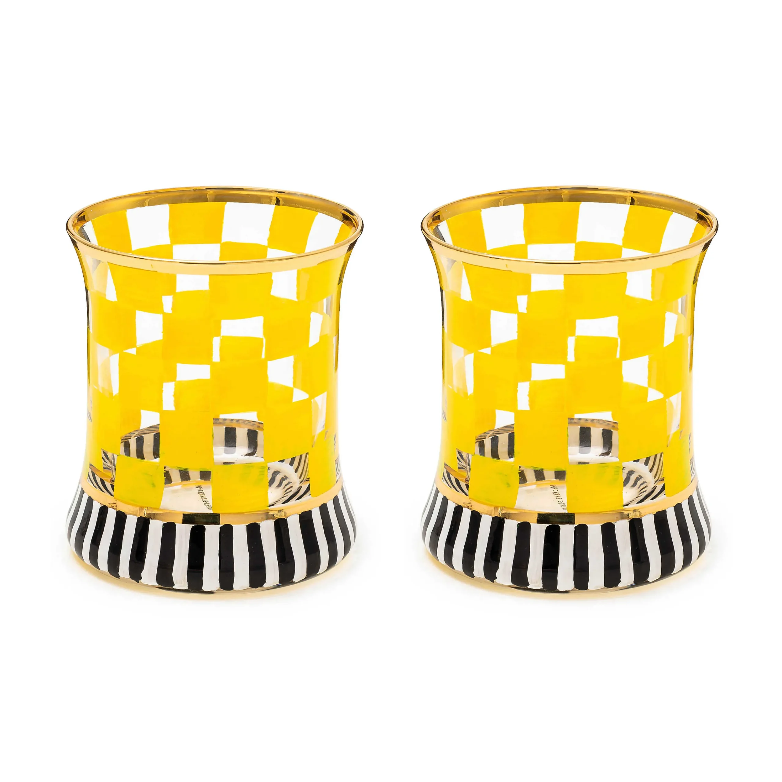 MacKenzie-Childs Carnival Yellow Tumbler Glass, Set of 2| Easter|Spring