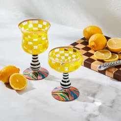 MacKenzie-Childs Carnival Yellow Wine Glass| Easter|Spring
