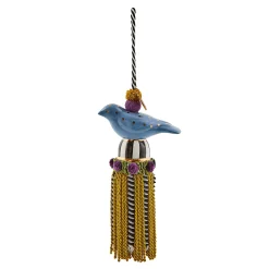 MacKenzie-Childs Cerulean Blue Ceramic Bird Tassel| Room Accents|Finishing Touches