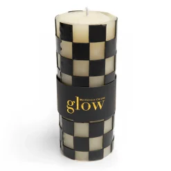 MacKenzie-Childs Check 6 Black Pillar Candle| Candles & Fragrances|Table Accessories