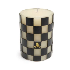 MacKenzie-Childs Check 4 Black Pillar Candle| The Halloween Shop|Candles & Fragrances