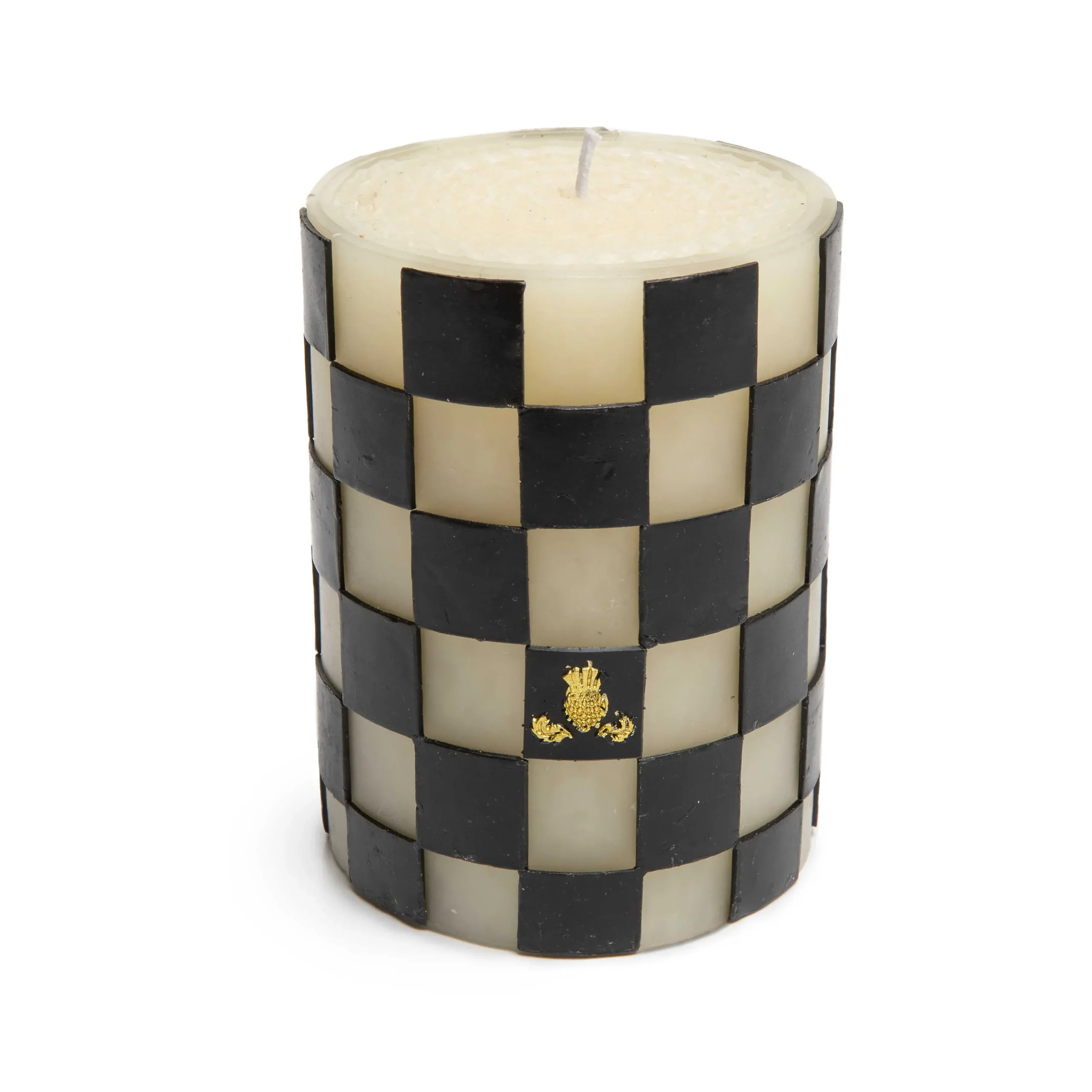 MacKenzie-Childs Check 4 Black Pillar Candle| The Halloween Shop|Candles & Fragrances