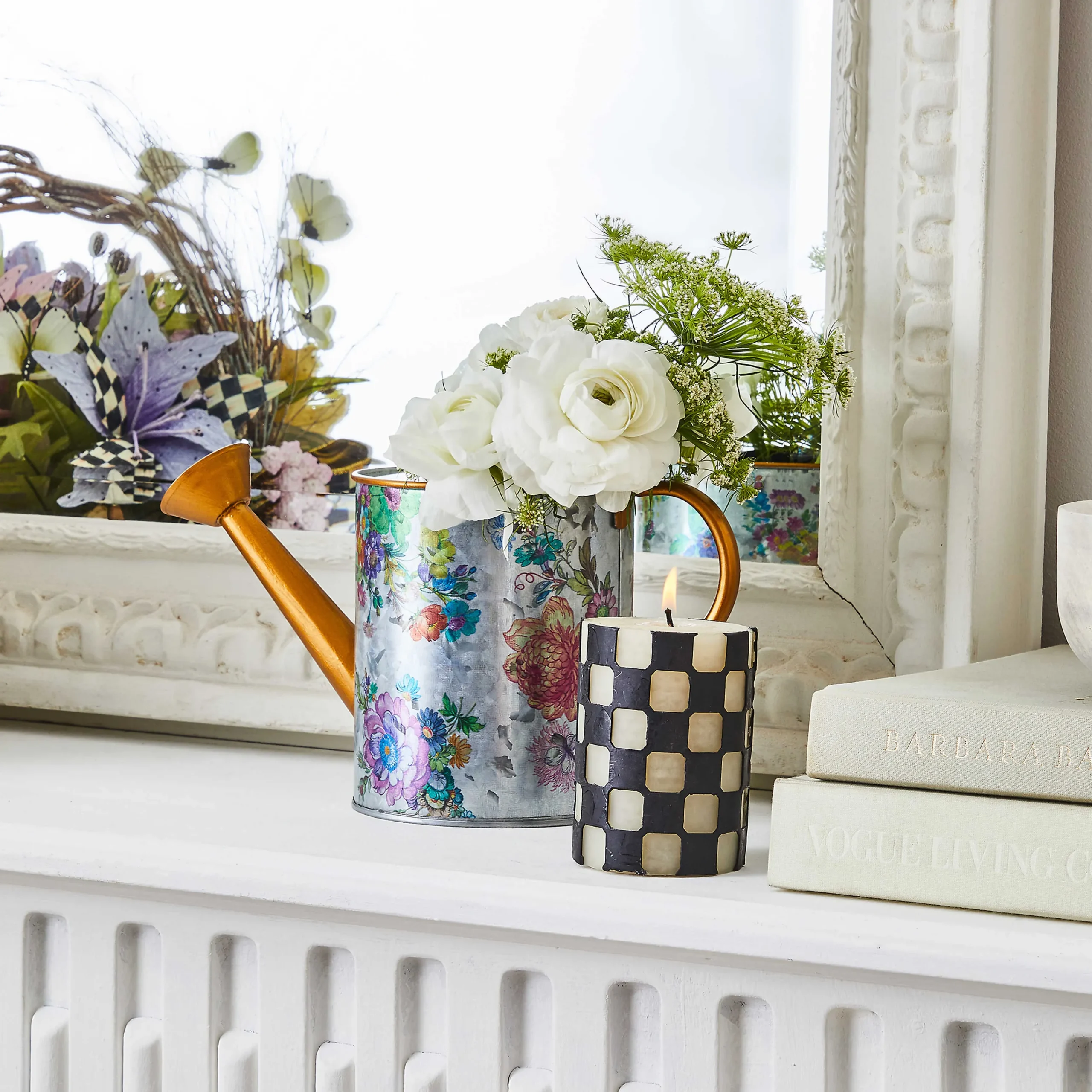 MacKenzie-Childs Check 4 Black Pillar Candle| The Halloween Shop|Candles & Fragrances