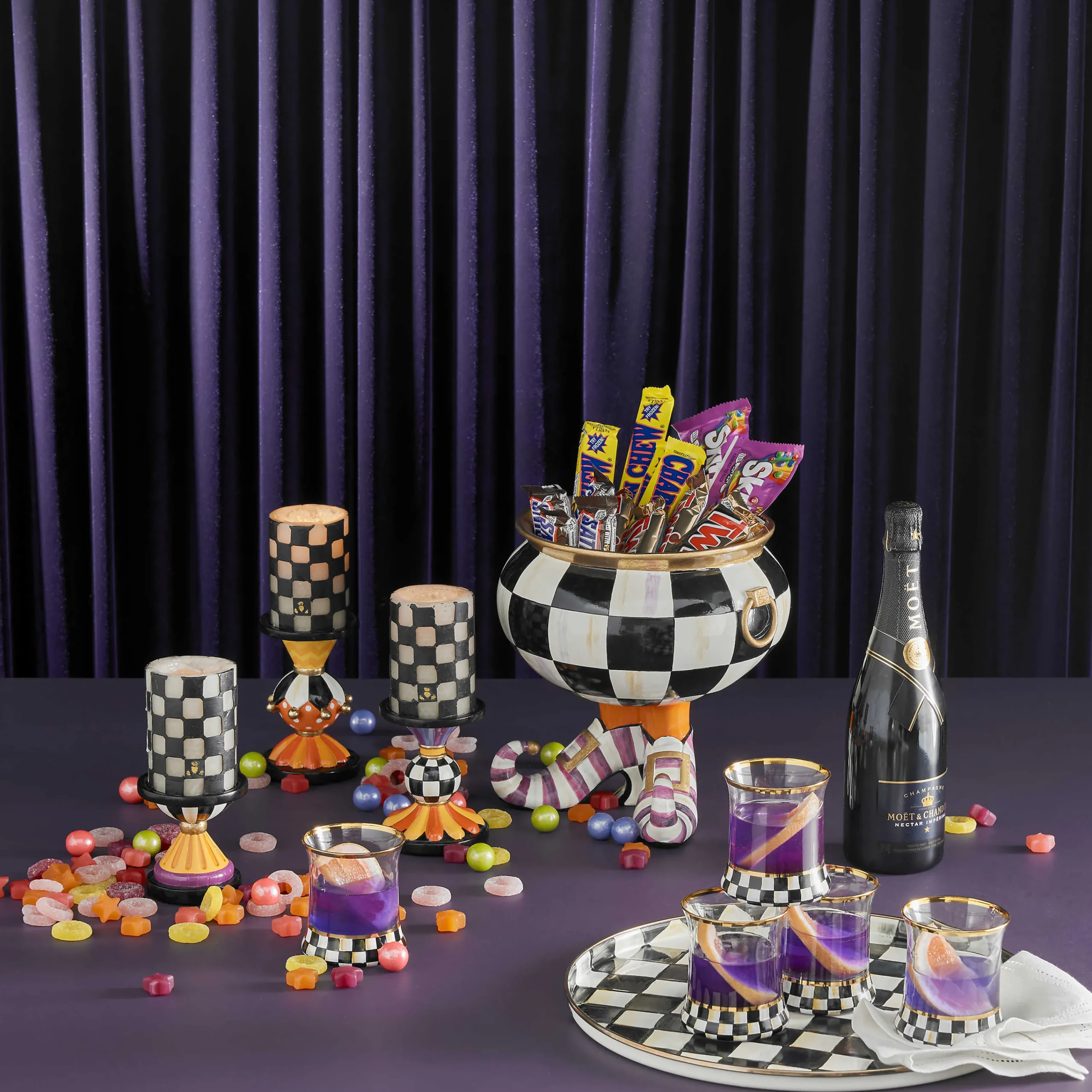 MacKenzie-Childs Check 4 Black Pillar Candle| The Halloween Shop|Candles & Fragrances