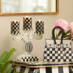 MacKenzie-Childs Check 4 Black Pillar Candle| The Halloween Shop|Candles & Fragrances