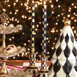 MacKenzie-Childs Check Black  Ivory Dinner Candles, Set of 2| Candles & Fragrances|Table Accessories