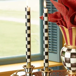 MacKenzie-Childs Check Black  Ivory Dinner Candles, Set of 2| Candles & Fragrances|Table Accessories