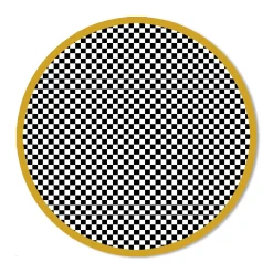 MacKenzie-Childs Check It Out Gold 6' Round Rug| Rugs