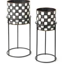 MacKenzie-Childs Check It Out Planters, Set of 2| Spring|Greenery & Florals