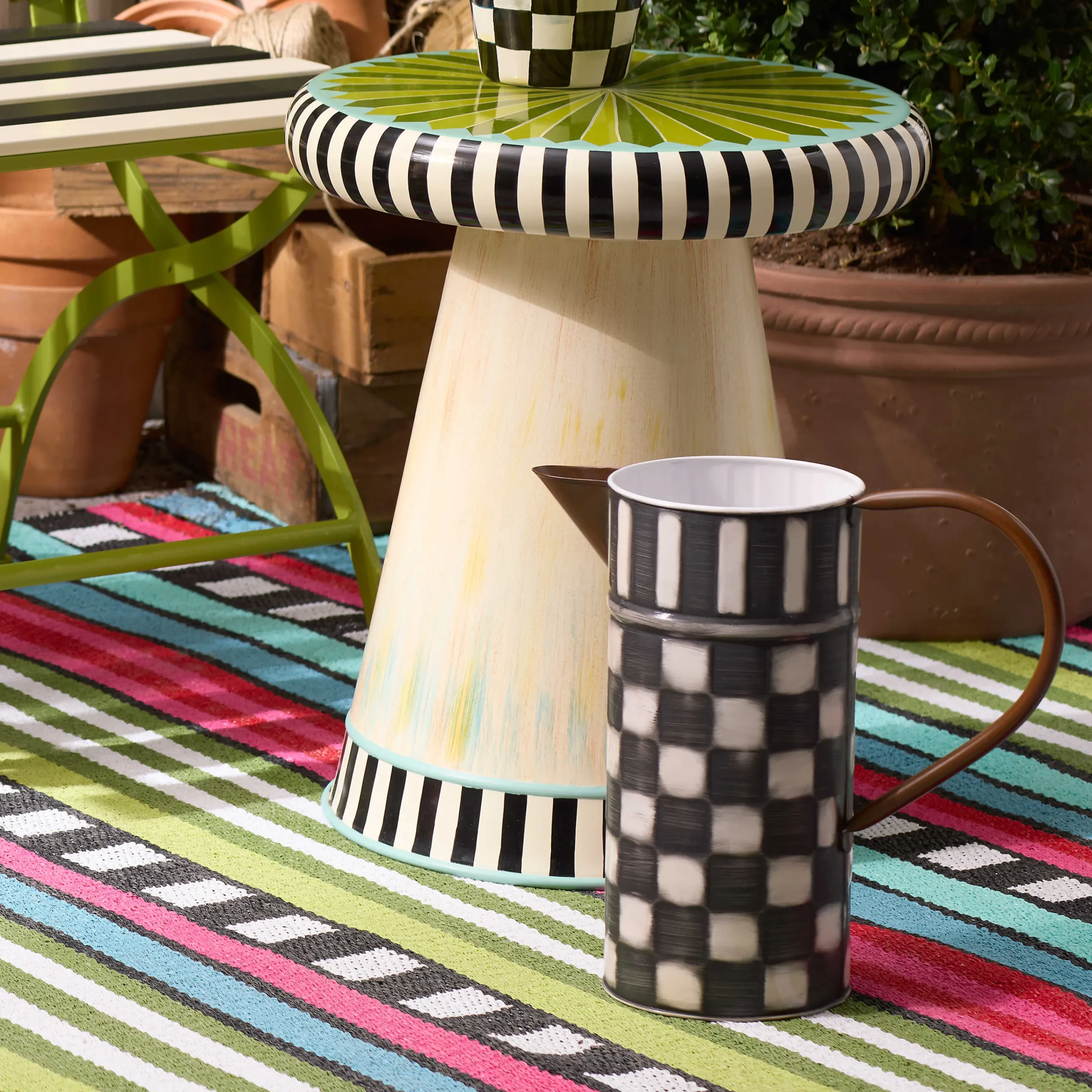 MacKenzie-Childs Check It Out Watering Can| Spring|Outdoor