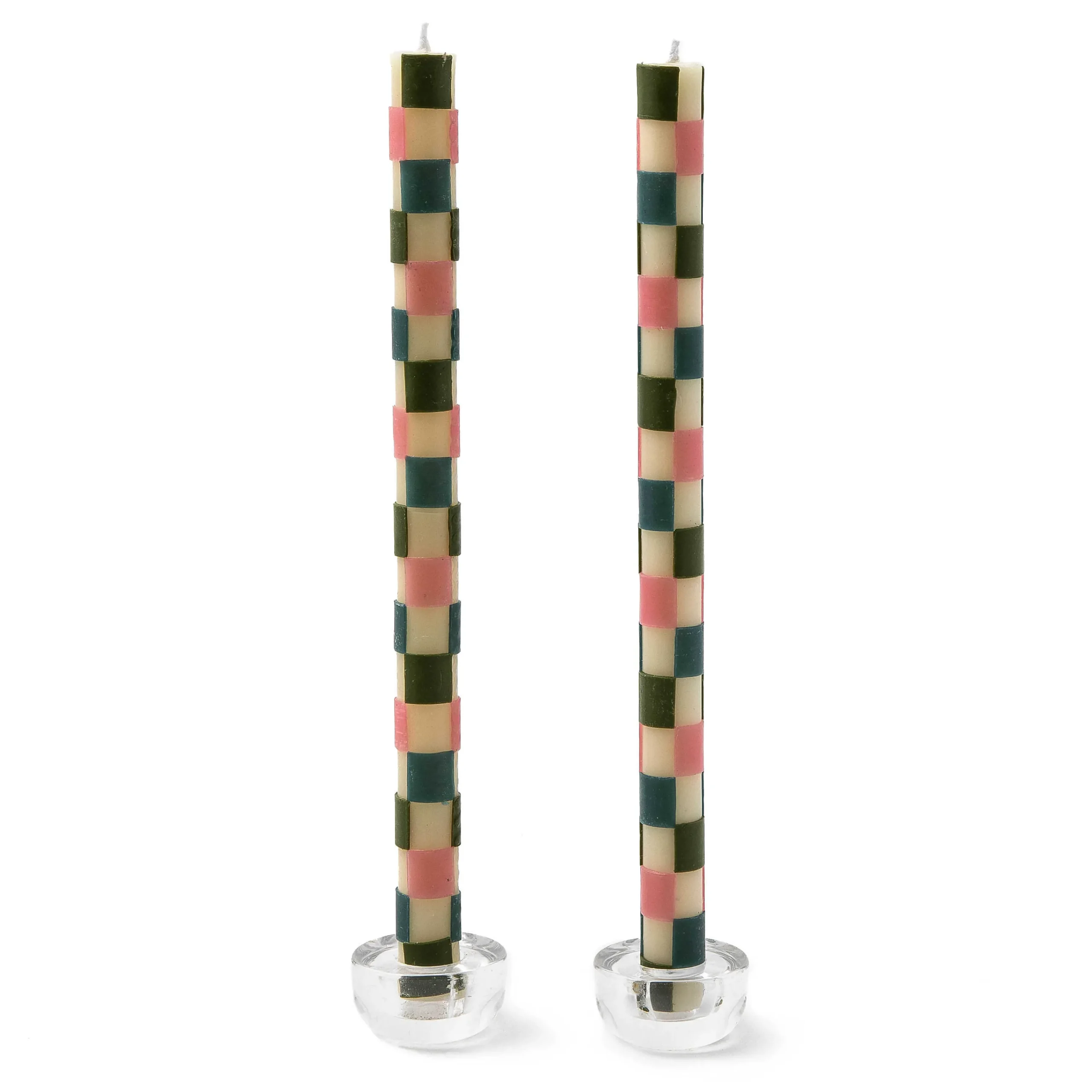 MacKenzie-Childs Check Pastel Dinner Candles, Set of 2| Candles & Fragrances|Table Accessories