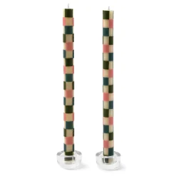 MacKenzie-Childs Check Pastel Dinner Candles, Set of 2| Candles & Fragrances|Table Accessories