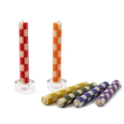 MacKenzie-Childs Check Rainbow Mini Dinner Candles, Set of 6| Candles & Fragrances|Table Accessories