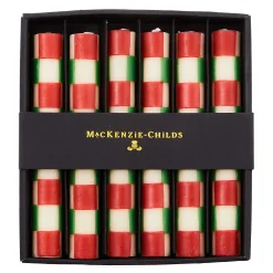 MacKenzie-Childs Check Red Green Mini Dinner Candles, Set of 6| Holiday|Candles & Fragrances