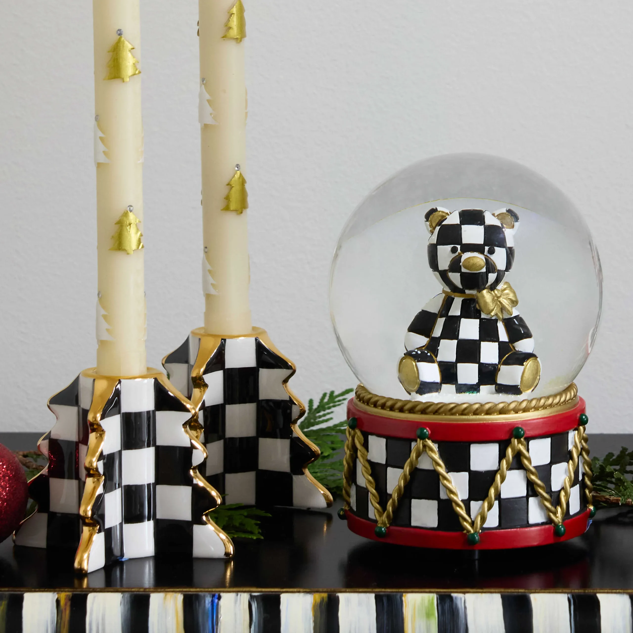MacKenzie-Childs Check Tree Candle Holders, Set of 2| Holiday|Candles & Fragrances