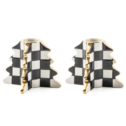 MacKenzie-Childs Check Tree Candle Holders, Set of 2| Holiday|Candles & Fragrances