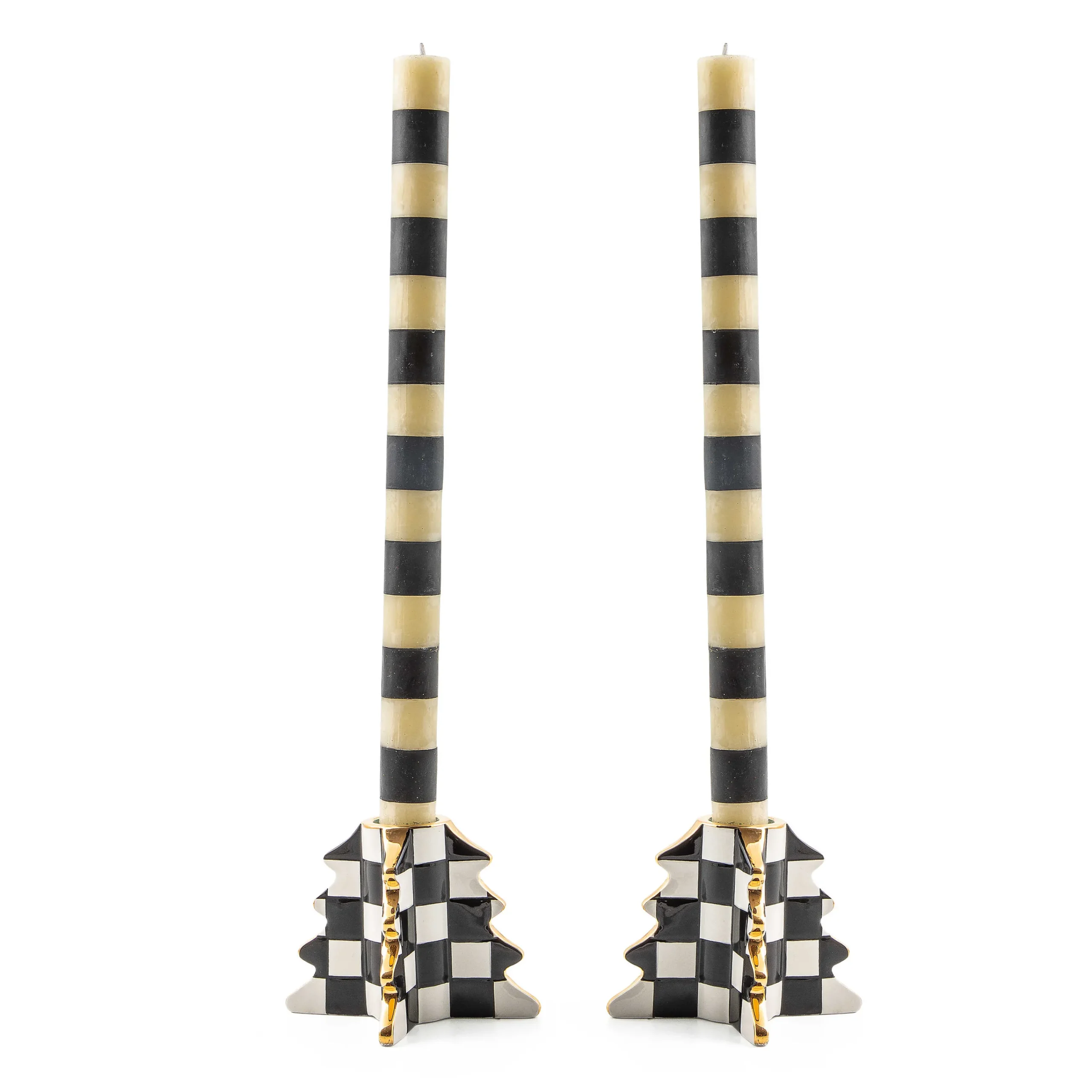 MacKenzie-Childs Check Tree Candle Holders, Set of 2| Holiday|Candles & Fragrances
