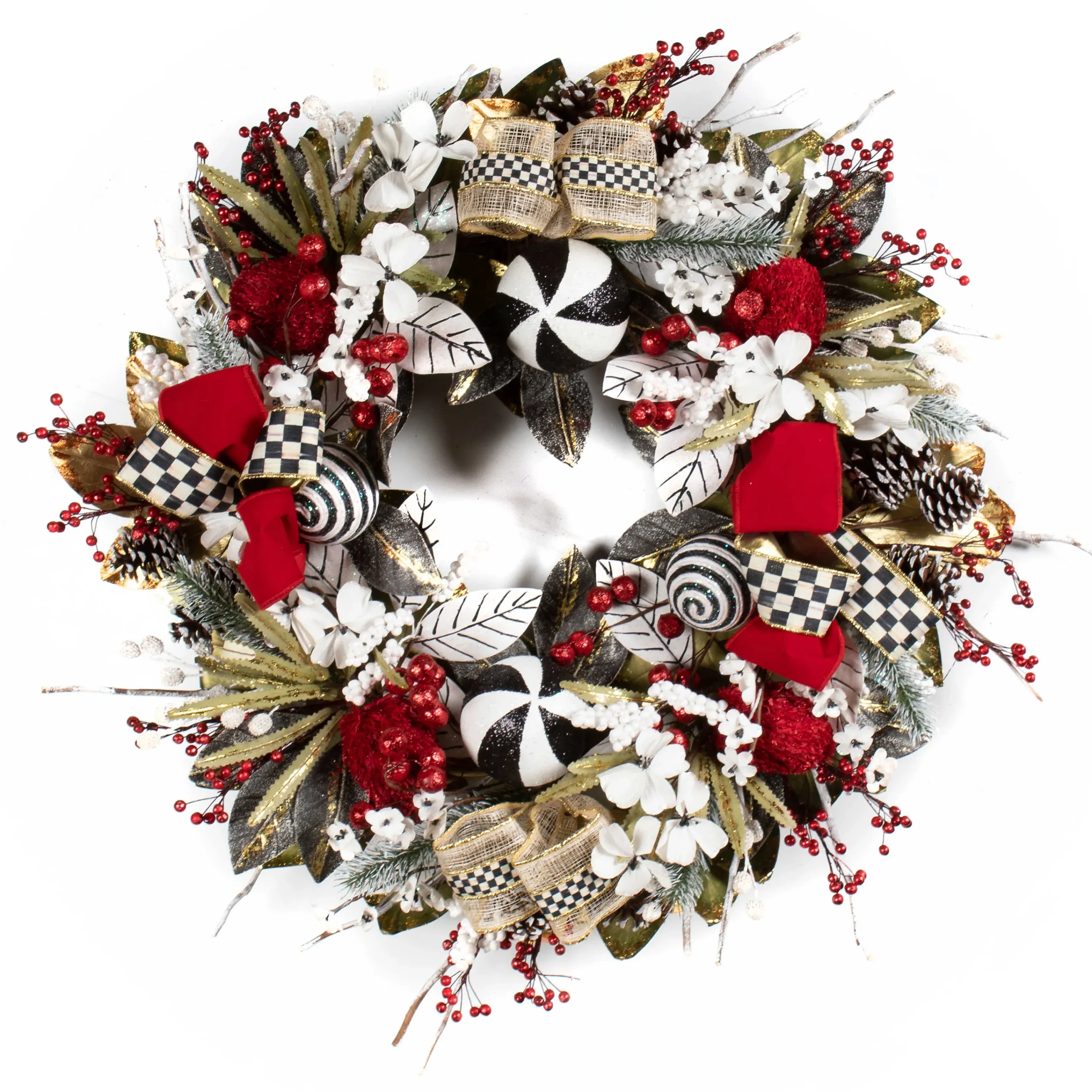 MacKenzie-Childs Checkmate Christmas Wreath| Holiday|Greenery & Florals