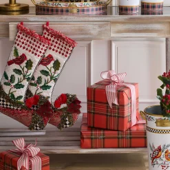 MacKenzie-Childs Christmas Cardinal Stocking| Holiday|Room Accents