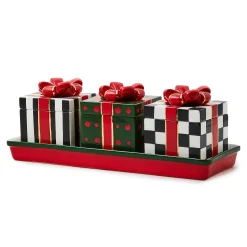 MacKenzie-Childs Christmas Gift Lidded Boxes Tray Set| Kitchen & Dining Sets|Kitchen Storage & Organization
