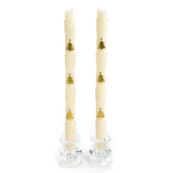 MacKenzie-Childs Christmas Tree Dinner Candles - Gold Pearl - Set of 2| Candles & Fragrances|Table Accessories