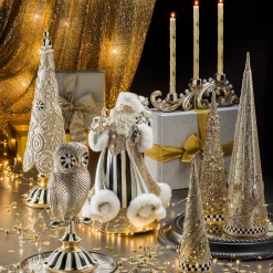 MacKenzie-Childs Christmas Tree Dinner Candles - Gold  Pearl - Set of 2| Candles & Fragrances|Table Accessories