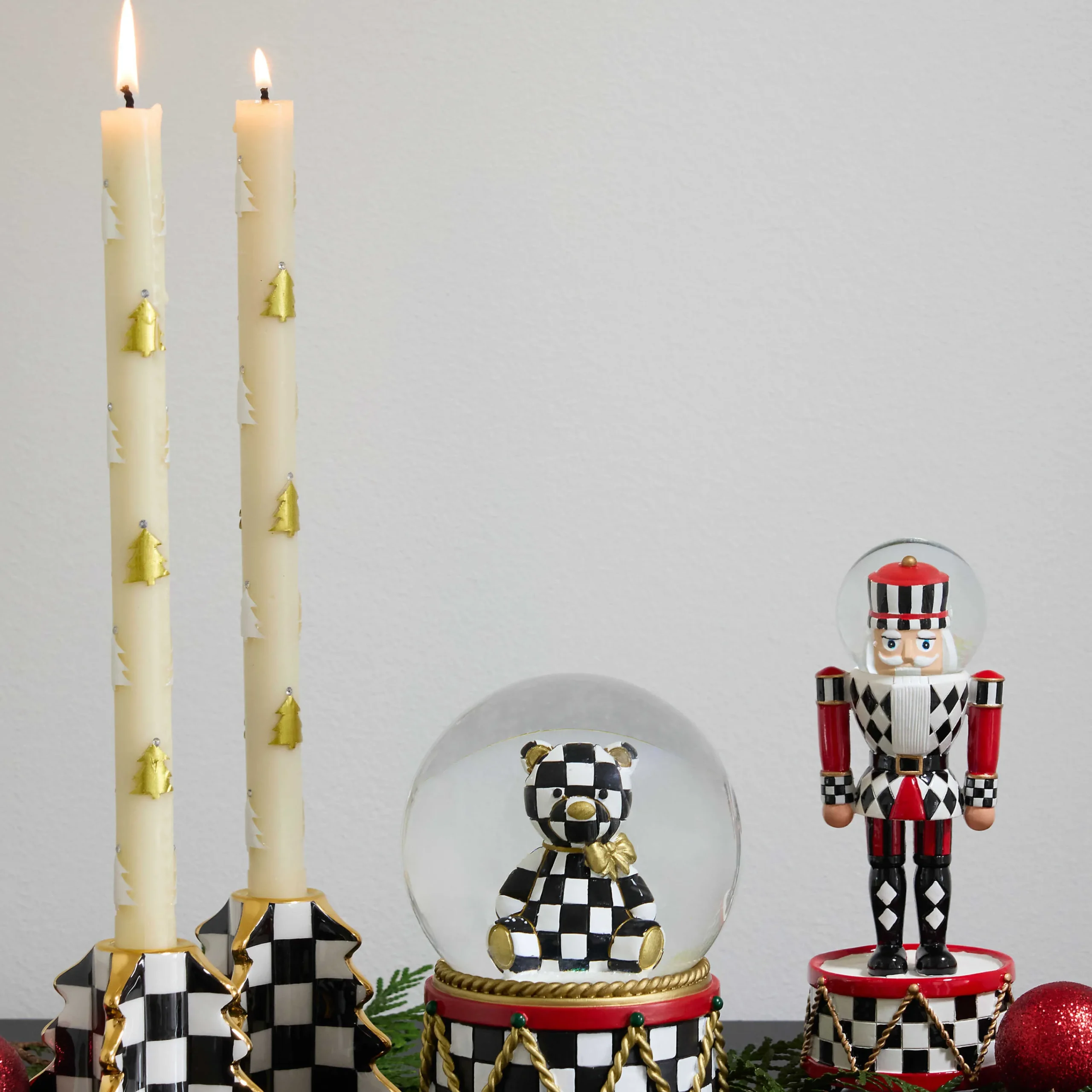 MacKenzie-Childs Christmas Tree Dinner Candles - Gold Pearl - Set of 2| Candles & Fragrances|Table Accessories