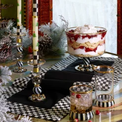 MacKenzie-Childs Christmas Tree Dinner Candles - Check Bands - Set of 2| Holiday|Candles & Fragrances
