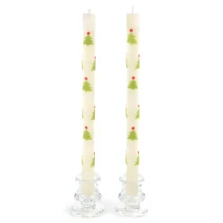 MacKenzie-Childs Christmas Tree Dinner Candles - Red Green - Set of 2| Holiday|Candles & Fragrances