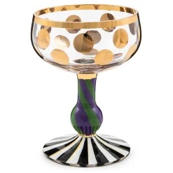 MacKenzie-Childs Cirque Purple  Green Coupe Glass| Drinkware|Bar Entertaining