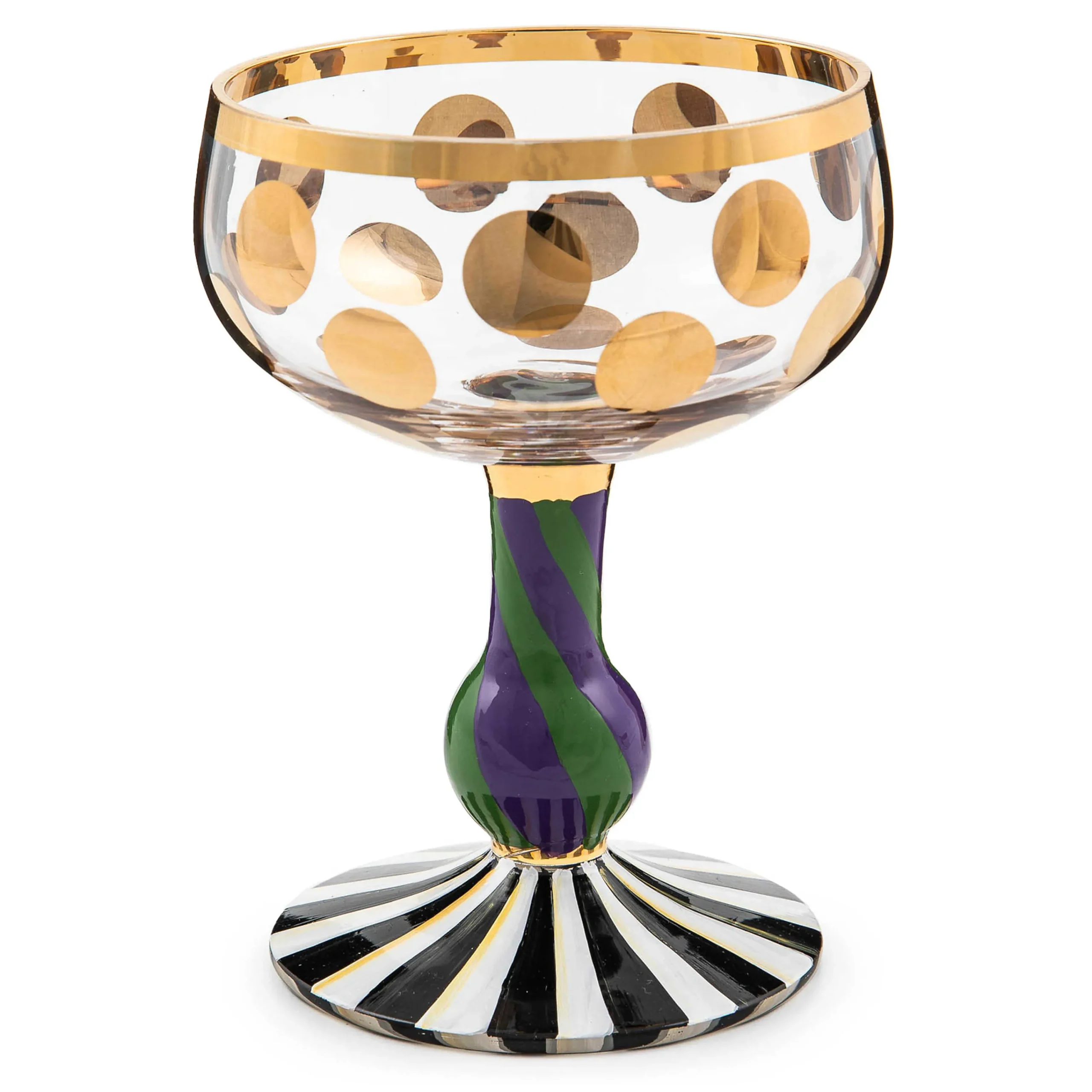 MacKenzie-Childs Cirque Purple Green Coupe Glass| Drinkware|Bar Entertaining