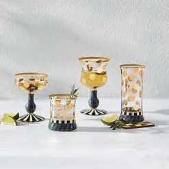 MacKenzie-Childs Cirque Purple  Green Coupe Glass| Drinkware|Bar Entertaining